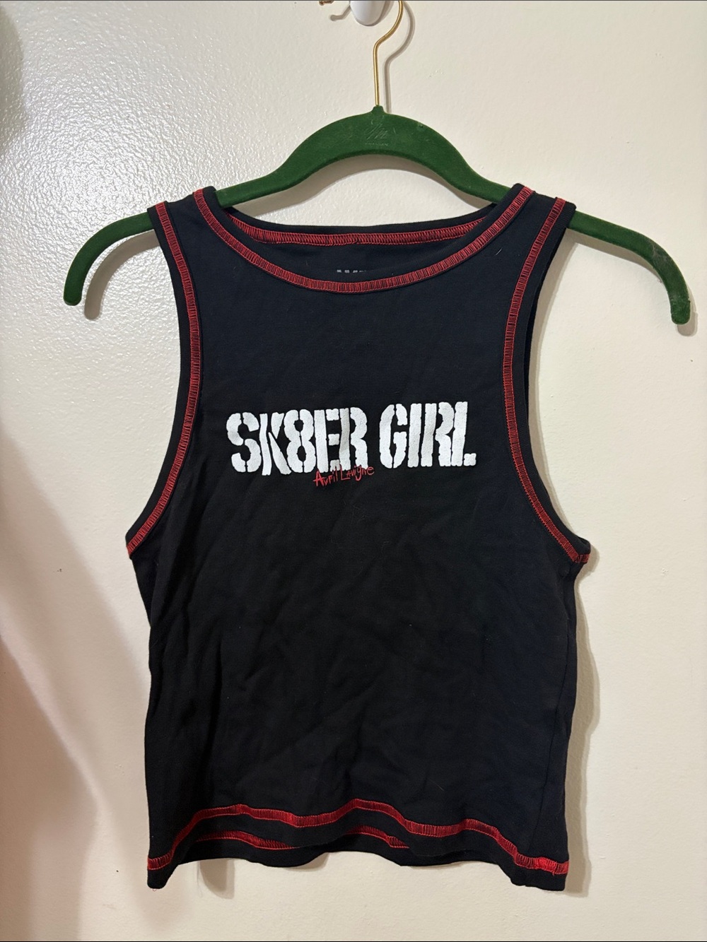 Hot Topic Black Tank Top with Red Trim "SK8ER GIRL"